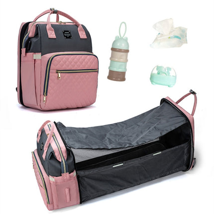 LEQUEEN Portable Folding Crib Sunshade Mommy Backpack(Blue)-garmade.com