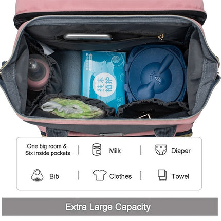 LEQUEEN Portable Folding Crib Sunshade Mommy Backpack(Blue Pink)-garmade.com