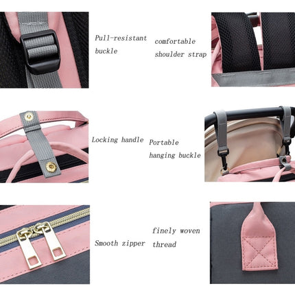 LEQUEEN Portable Folding Crib Sunshade Mommy Backpack(Black)-garmade.com