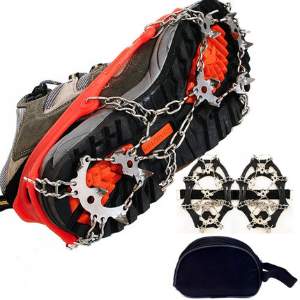 Outdoor 18-Tooth 430 Stainless Steel Crampons Snow Hiking Shoes Spikes Non-Slip Shoe Covers，SIze: L (Black)-garmade.com