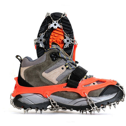 Outdoor 18-Tooth 430 Stainless Steel Crampons Snow Hiking Shoes Spikes Non-Slip Shoe Covers，SIze: L (Black)-garmade.com