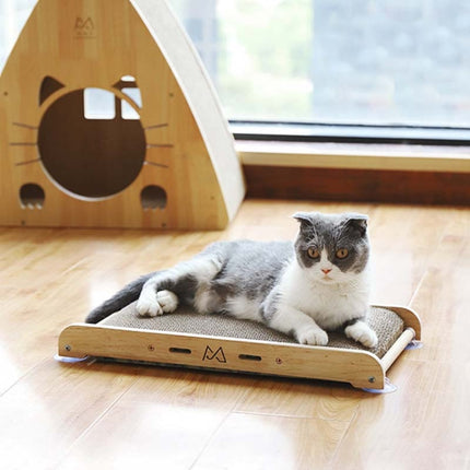 Solid Wood Vertical Cat Claw Board Corrugated Sofa Anti-Scratch Cat Toy(Primary Color)-garmade.com