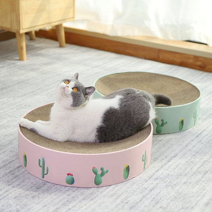 Round Corrugated Cat Scratcher Claw Sharpener Toy Bed, Colour: Green 41x41x10cm-garmade.com