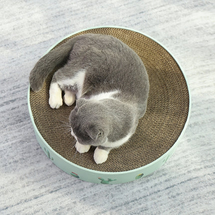 Round Corrugated Cat Scratcher Claw Sharpener Toy Bed, Colour: Green 41x41x10cm-garmade.com
