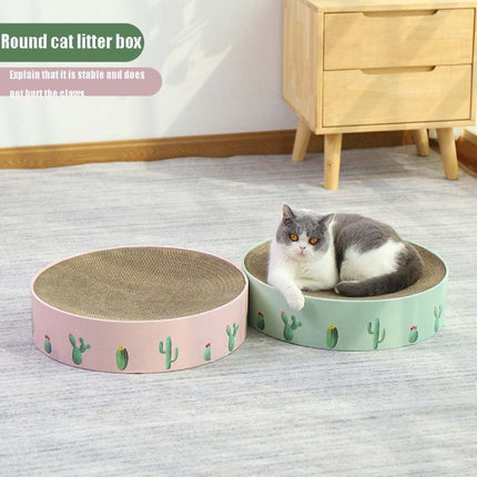 Round Corrugated Cat Scratcher Claw Sharpener Toy Bed, Colour: Green 32x32x6cm-garmade.com