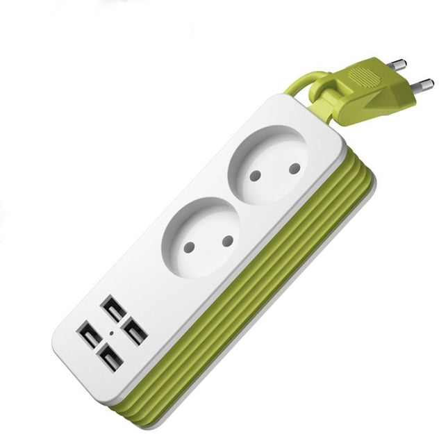 Power Strip 1/2 EU Plug 4 USB Port 1200W 250V 1.5m Cable Wall Portable Multiple Socket EU Plug Outlets(2 OUTLET 4USB)-garmade.com