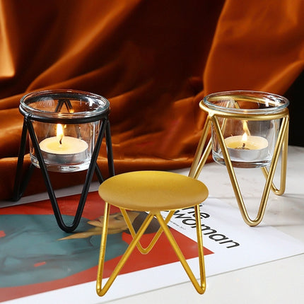 3 PCS Hollow Household Candle Cups Iron Candle Holders Luxury Creative Home Decorations, Colour: B Gold-garmade.com