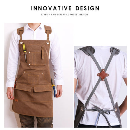 Canvas Apron Barber Roasting Cafe Gardening Woodworking Men And Women Canvas Work Clothes, Specification: Adult Models(Gray)-garmade.com