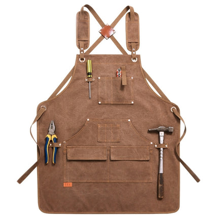 Canvas Apron Barber Roasting Cafe Gardening Woodworking Men And Women Canvas Work Clothes, Specification: Adult Models(Yellow)-garmade.com