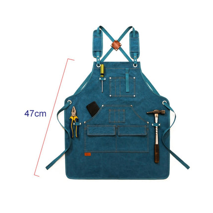 Canvas Apron Barber Roasting Cafe Gardening Woodworking Men And Women Canvas Work Clothes, Specification: For Children 47cm(Blue)-garmade.com