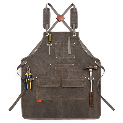 Canvas Apron Barber Roasting Cafe Gardening Woodworking Men And Women Canvas Work Clothes, Specification: For Children 57cm(Gray)-garmade.com