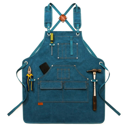 Canvas Apron Barber Roasting Cafe Gardening Woodworking Men And Women Canvas Work Clothes, Specification: For Children 57cm(Blue)-garmade.com