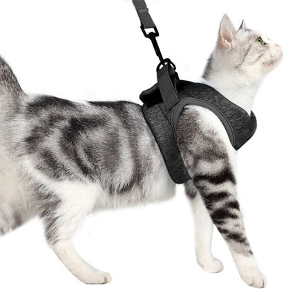 Cat Leash Pet Chest Harness Leash, Size: M(Grey)-garmade.com