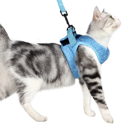 Cat Leash Pet Chest Harness Leash, Size: M(Sky Blue)-garmade.com