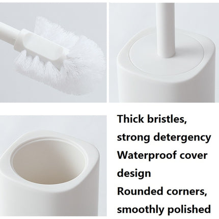 Toilet Brush With Base Household Toilet Long-Handled Soft-Bristled Toilet Cleaning Brush Set(White)-garmade.com