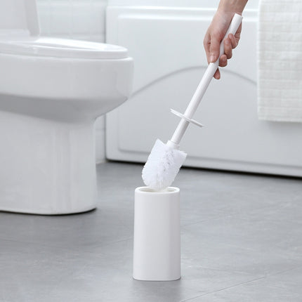 Toilet Brush With Base Household Toilet Long-Handled Soft-Bristled Toilet Cleaning Brush Set(White)-garmade.com