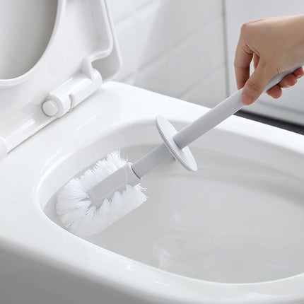 Toilet Brush With Base Household Toilet Long-Handled Soft-Bristled Toilet Cleaning Brush Set(Grey)-garmade.com