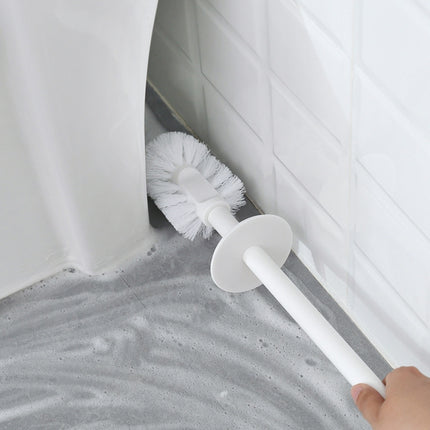 Toilet Brush With Base Household Toilet Long-Handled Soft-Bristled Toilet Cleaning Brush Set(White)-garmade.com