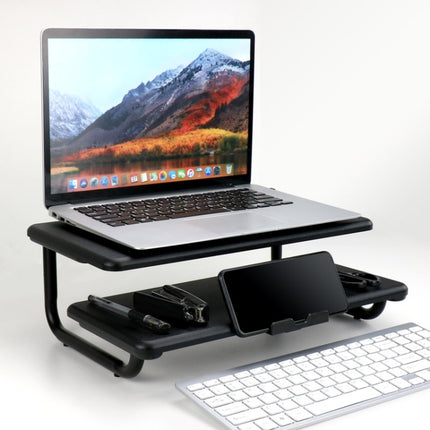 Double-Layer Heightening Desktop Metal Aluminum Alloy Display Base Notebook Computer Stand (Black)-garmade.com