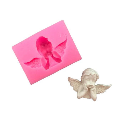 2 PCS Angel Shape Fondant Cake Silicone Mold Aroma Soft Clay Clay Gypsum Plastic Decoration(Pink)-garmade.com