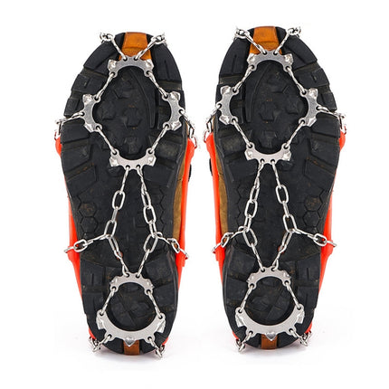 13 Teeth Outdoor Stainless Steel Mountaineering Climbing Crampons Trekking Non-Slip Shoe Covers, Size: M（Orange）-garmade.com