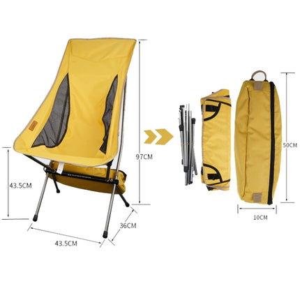 CLS Outdoor Folding Chair Heightening Portable Camping Fishing Chair(Yellow)-garmade.com