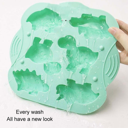 DIY 6 Grid Silicone Dinosaur Cake Mold Baby Food Supplement Mold Baking Tools(Pink)-garmade.com