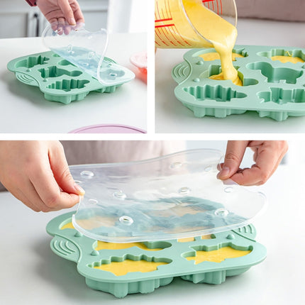 DIY 6 Grid Silicone Dinosaur Cake Mold Baby Food Supplement Mold Baking Tools(Pink)-garmade.com