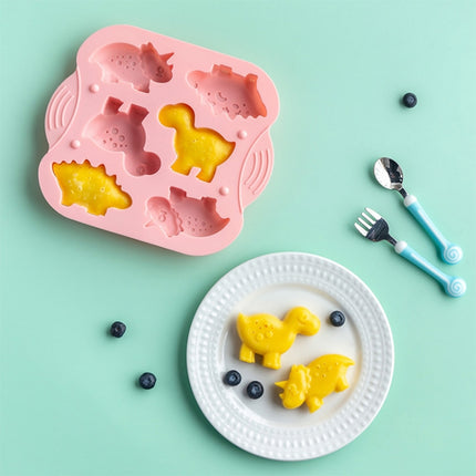 DIY 6 Grid Silicone Dinosaur Cake Mold Baby Food Supplement Mold Baking Tools(Pink)-garmade.com