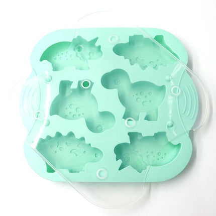 DIY 6 Grid Silicone Dinosaur Cake Mold Baby Food Supplement Mold Baking Tools(Light Green)-garmade.com