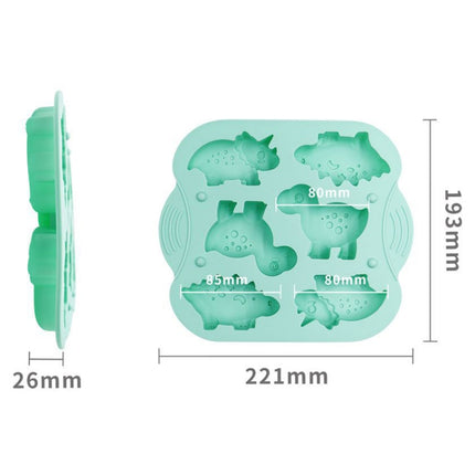 DIY 6 Grid Silicone Dinosaur Cake Mold Baby Food Supplement Mold Baking Tools(Light Green)-garmade.com