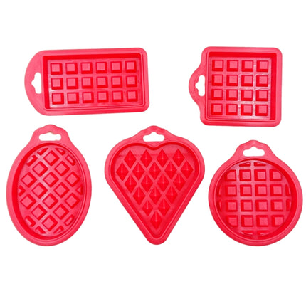 2 Sets Food Grade Silicone Waffle Mold Kitchen Cake Set Baking Supplies(Red)-garmade.com