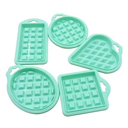 2 Sets Food Grade Silicone Waffle Mold Kitchen Cake Set Baking Supplies(Green)-garmade.com