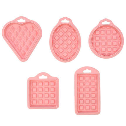 2 Sets Food Grade Silicone Waffle Mold Kitchen Cake Set Baking Supplies(Pink)-garmade.com