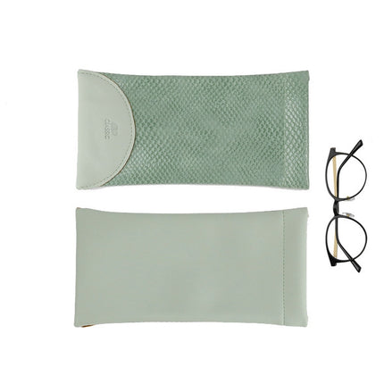 3 PCS Snake Print PU Elastic Leather Sunglasses Bag Myopia And Presbyopic Glasses Bag(Light Green)-garmade.com