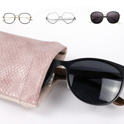 3 PCS Snake Print PU Elastic Leather Sunglasses Bag Myopia And Presbyopic Glasses Bag(Gray)-garmade.com
