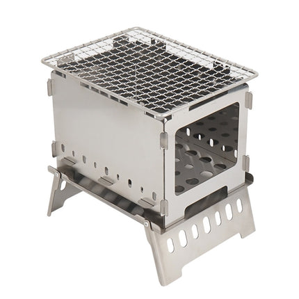 Outdoor Folding Card Stove Barbecue Rack Camping Windproof Burning Fire Station-garmade.com