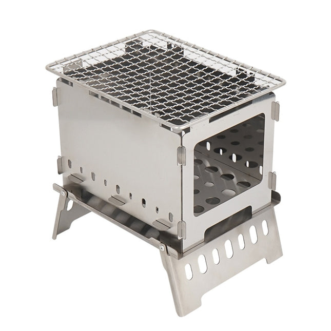 Outdoor Folding Card Stove Barbecue Rack Camping Windproof Burning Fire Station-garmade.com