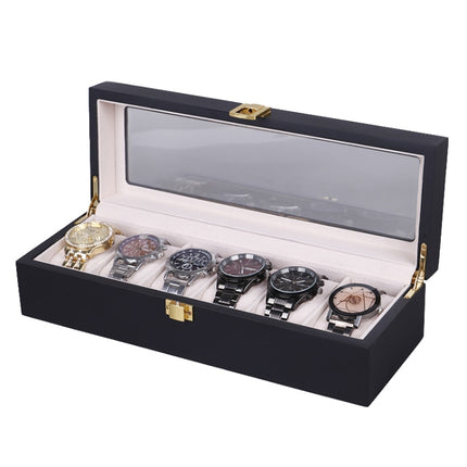 Wooden Baking Paint Watch Box Jewelry Storage Display Box(06 Black + Rice Matte)-garmade.com