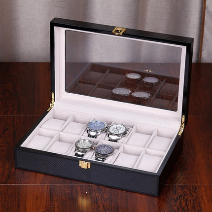 Wooden Baking Paint Watch Box Jewelry Storage Display Box(12-bit Full Carbon Paint)-garmade.com