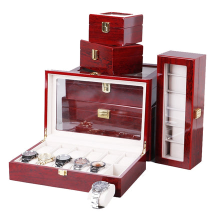 Wooden Baking Paint Watch Box Jewelry Storage Display Box(06 Black + Rice Matte)-garmade.com