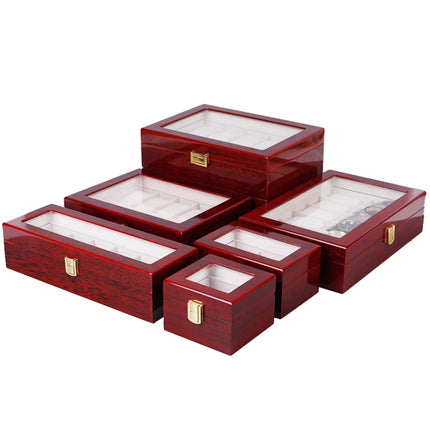 Wooden Baking Paint Watch Box Jewelry Storage Display Box(06 Black + Rice Matte)-garmade.com