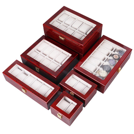 Wooden Baking Paint Watch Box Jewelry Storage Display Box(10-bit Black + Brown Matte)-garmade.com