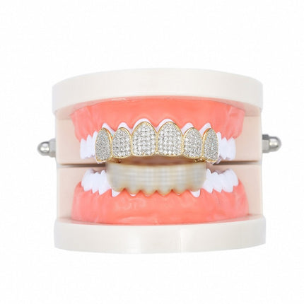 Halloween Accessories Micro-Inlaid Zircon Hip-Hop Braces, Colour: Gold Upper Teeth-garmade.com