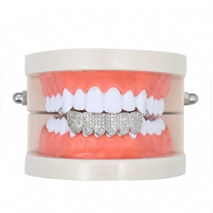 Halloween Accessories Micro-Inlaid Zircon Hip-Hop Braces, Colour: Silver Lower Teeth-garmade.com