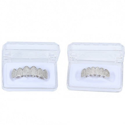 Halloween Accessories Micro-Inlaid Zircon Hip-Hop Braces, Colour: Silver Lower Teeth-garmade.com