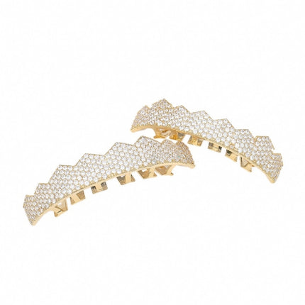 Hip-HopGold-Plated Micro-Inlaid Zircon 8 Gold Braces, Colour: Gold Suit-garmade.com