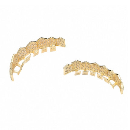 8 Teeth Square Zirconium Gold Teeth Hip Hop Braces, Colour: Gold Upper Teeth-garmade.com