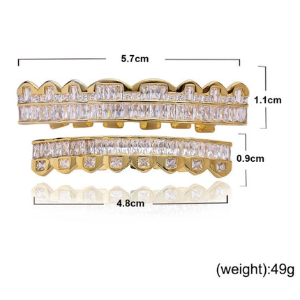 8 Teeth Square Zirconium Gold Teeth Hip Hop Braces, Colour: Gold Lower Teeth-garmade.com