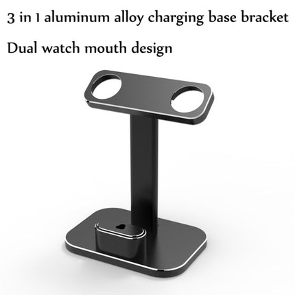 XMJ-003 Multifunctional Metal Desktop Stand Wireless Charging Stand for iWatch / iPods(Noble Silver)-garmade.com